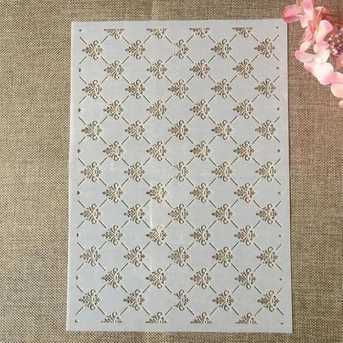Miniatura 2 de TIAMECH Plantilla A4 reutilizable de líneas de símbolos pequeños para pintar, plantilla de capas de textura de cuadrícula, arte de pared