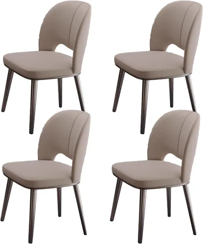 Miniatura 11 de Sillas de comedor de cocina, sillas de comedor curvadas de piel sintética, silla sin brazos con patas de metal, silla de sala de estar para hoteles
