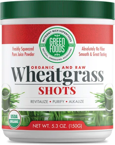 Green Foods Shots de hierba de trigo, 5.3 onzas, certificado orgánico, kosher, vegano, sin OMG, crudo, sin gluten, cultivado