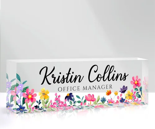 Miniatura 17 de Placa de nombre personalizada para escritorio, placa de nombre personalizada en cristal acrílico transparente, regalos de agradecimiento para Tinta