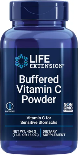 Life Extension Polvo de vitamina C tamponada, minerales amortiguadores, calcio, magnesio, potasio y zinc, para estómagos sensibles, sin gluten, sin