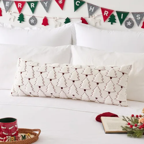 Miniatura 9 de Kevin Textile - Fundas de almohada con diseño de árbol de Navidad de 16 x 16 pulgadas, juego de 2, bordado de lujo, felpa suave, piel sintética
