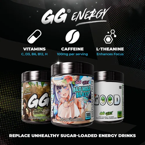 Miniatura 6 de Gamer Supps GG® Energy - Blo'hole Blast by Shylily (100 Porciones) - Energía de Juego Amigable con Keto y Mezcla Nootrópica, Sin Azúcar + Cafeína