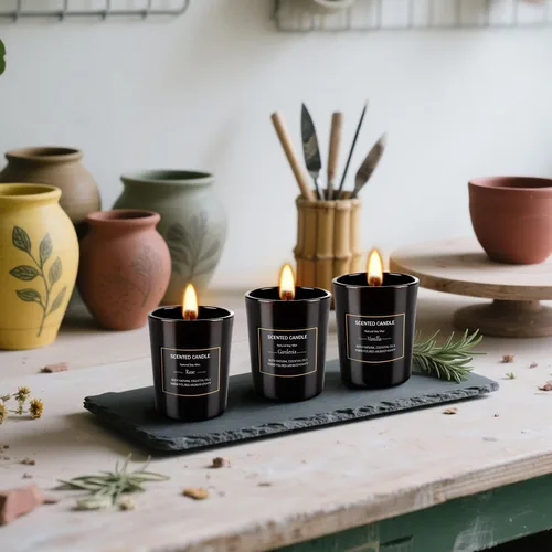 Miniatura 8 de Paquete de 12 velas perfumadas negras de regalo, velas de aromaterapia de cera de soja natural para el hogar, 12 fragancias, perfectas para aliviar