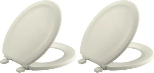 Miniatura 19 de Asiento para inodoro Kohler con tapa, de pino con molduras de madera y bisagras de plástico en color a tono, 4647-0 Blanco