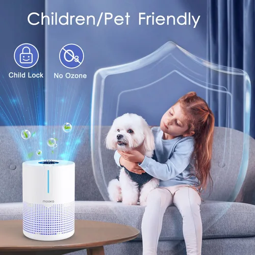 Miniatura 9 de MOOKA Purificadores de aire M01 para dormitorio y hogar, 430 pies cuadrados con 2 filtros adicionales, filtro HEPA H13, pequeño purificador de aire