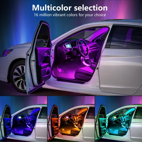 Miniatura 2 de Luces LED interiores para automóvil con control inteligente de aplicación, sincronización de música, modo DIY, kits de luces LED interiores