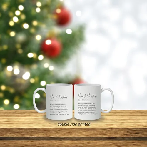 Miniatura 2 de DOTAIN Taza de café de 11 oz con frase "Sweet Quote Soul Sister", impresión de doble cara, linda hermana del alma, regalo para mejor amiga