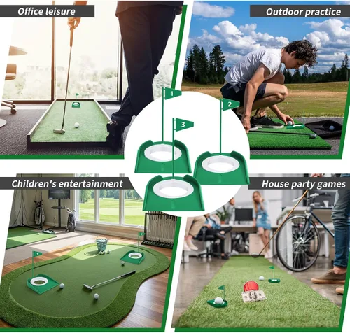 Miniatura 7 de Sotiff Práctica de práctica de golf con agujero de copa, accesorios de golf, putters de entrenamiento con bandera de plástico para adultos, oficina