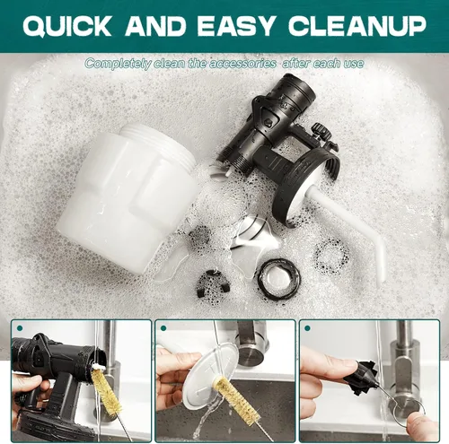Miniatura 7 de NEU MASTER Pulverizador de pintura para pintura de casa, pistola eléctrica HVLP fácil de limpiar, manguera de aire de 6 pies/3 boquillas/3 patrones