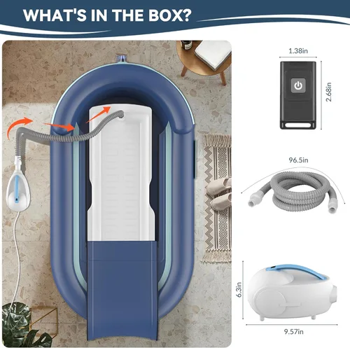 Miniatura 5 de Bañera inflable y alfombrilla de spa de burbujas - Bañera de hidromasaje portátil para adultos, equipada con una alfombrilla de burbujas