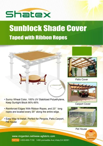 Miniatura 6 de Shatex Panel de sombra de 10 x 12 pies, bloquea el 90% de la luz solar con cinta lista para atar para pérgola cenador, porche, trigo
