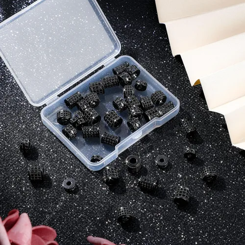 Miniatura 3 de Yinkin 40 piezas de cuentas de diamantes de imitación de circón, columna de tubo, pavimenta, dijes de cuentas de circonita cúbica, espaciador