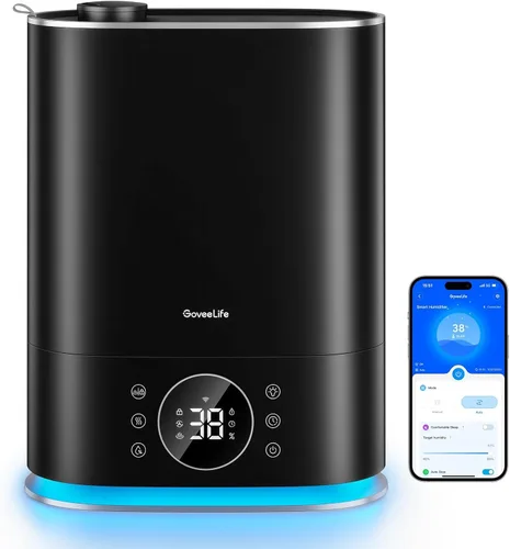 GoveeLife Humidificadores de 7L para Dormitorio, Humidificador Inteligente de Relleno Superior de Niebla Fría y Cálida para Habitación Grande, Modo