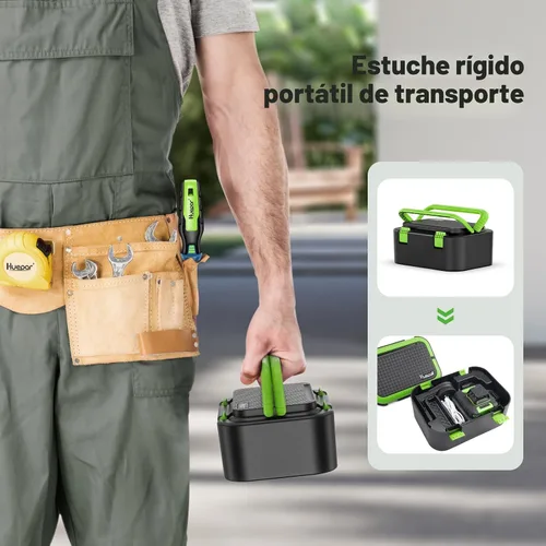 Miniatura 9 de Huepar Nivel láser 360 autonivelante, nivelador láser de línea cruzada verde recargable 3x360°, herramienta láser de nivel 3D para construcción