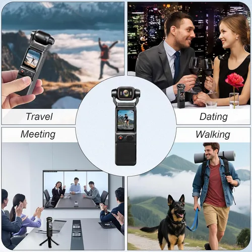 Miniatura 7 de Cámara 4K Vlogging Mini cámara de acción con bolsillo giratorio de 180° con audio y video, cámaras pov de mano con estabilización, pantalla táctil