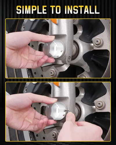 Miniatura 6 de Cubiertas cromadas para tuercas de eje delantero, tapas de eje delantero compatibles con Harley Davidson 2002-2024 VRSC Softail Dyna Super Glide