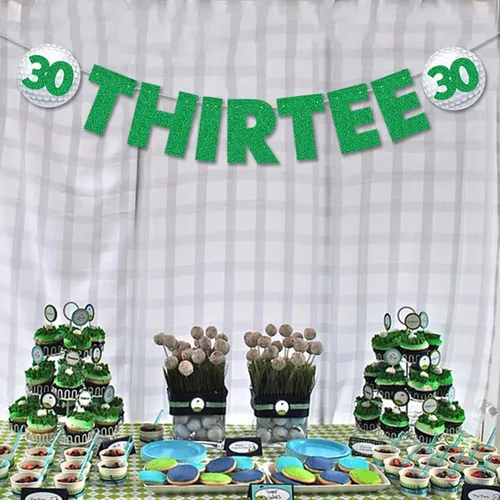 Miniatura 7 de Decoraciones de cumpleaños de 30 para mujeres y hombres, pre-encordadas con purpurina para fiesta de cumpleaños, cartel divertido para fiesta