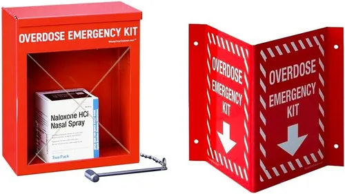 Miniatura 7 de Gabinete de kit de emergencia de sobredosis, alta visibilidad y seguro, acero de calibre 22, montaje en pared con ventana acrílica, martillo