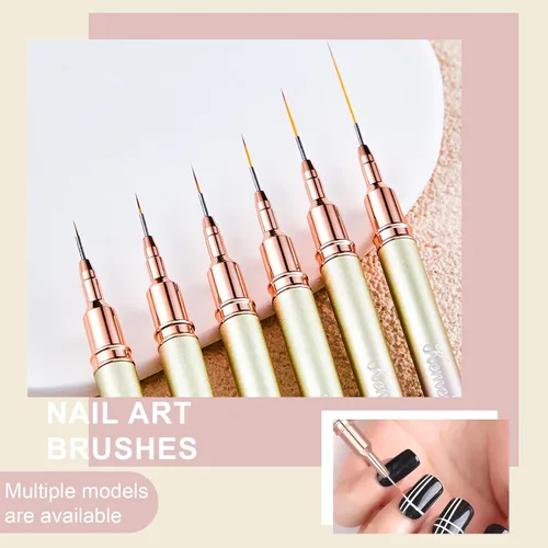 Miniatura 5 de KEMEISI 6 pinceles para arte de uñas, pincel de rayas para pintura de esmalte de gel, pincel de detalle fino, diseño de arte de dibujo fino