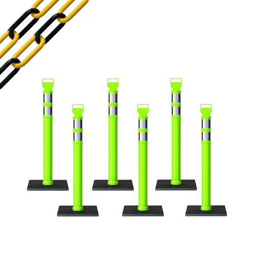 Miniatura 27 de Trafford Industrial - Paquete de 6 postes de delineador de 45 pulgadas, collares reflectantes de 3 pulgadas, base de goma de 10 libras