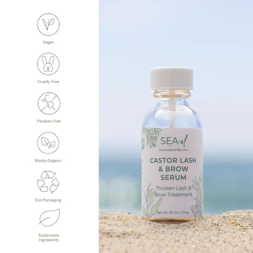 Miniatura 6 de Sea El Castor - Suero orgánico de ricino para pestañas y cejas, aceite de romero y aceite de semilla negra, acondicionador para el cabello, pestañas