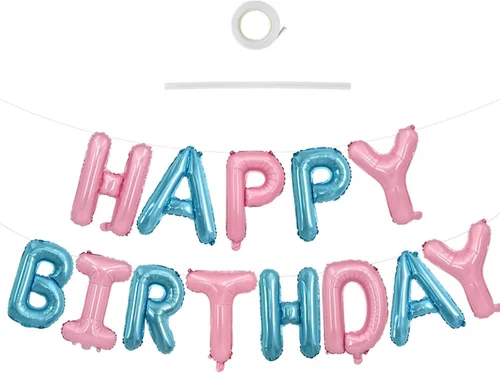 Miniatura 56 de TONIFUL Pancarta de Globos Negros de Feliz Cumpleaños de 16 Pulgadas con Letras de Papel de Aluminio Mylar, Cartel Banderín Reutilizable