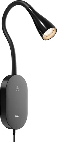 Miniatura 7 de deeloop Luz de lectura LED de montaje en pared para cama, lámpara de lectura con salida USB, 5 niveles de brillo, luces de libro de control táctil