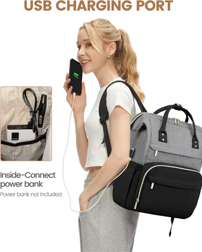 Miniatura 4 de LOVEVOOK - Mochila para ordenador portátil para mujer, de moda, de negocios, de viaje, mochila para estudiantes, mochila de trabajo para profesores