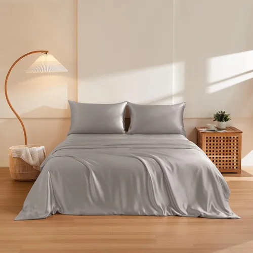 Miniatura 11 de THXSILK Juego de funda de edredón de seda de morera 100% pura de 3 piezas, ropa de cama de lujo ultra suave de grado 6A+, sábanas de seda