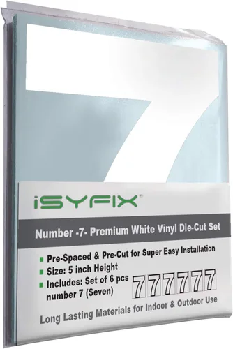 Miniatura 29 de iSYFIX - Calcomanías de vinilo blancas con número 0 (cero) - Juego de 6 unidades de 1.5 pulgadas autoadhesivas - Decalcomanías premium troqueladas