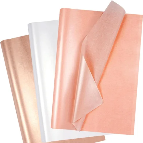 60 hojas de papel de seda para bolsas de regalo, 14 x 20 pulgadas, papel de seda metálico rosa dorado rosa blanco para embalaje de manualidades, Oro