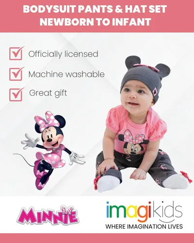Miniatura 3 de Disney Minnie Mouse - Conjunto de 3 piezas para bebés y niñas Mix N' Match Body Pants Hat