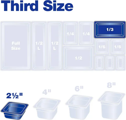 Miniatura 8 de Carlisle FoodService Products Sartén de alimentos de alta temperatura, contenedor de almacenamiento de alimentos de tamaño 1/3 para servir alimentos