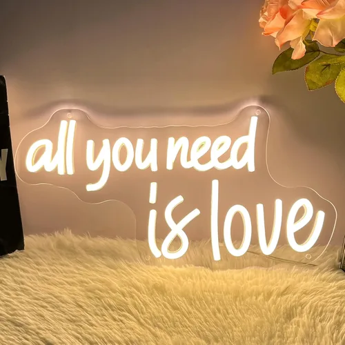 Miniatura 9 de Letrero de neón con texto en inglés «All You Need Is Love» de neón para boda, alimentado por USB, tres luces ajustables «All You Need Is Love»