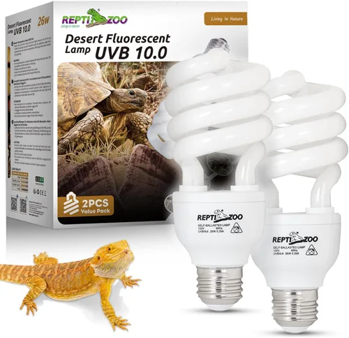 Miniatura 8 de REPTI ZOO Paquete de 2 bombillas UVA UVB para reptiles, 10.0 15 W, lámpara fluorescente compacta en espiral para dragones barbudos, tortugas