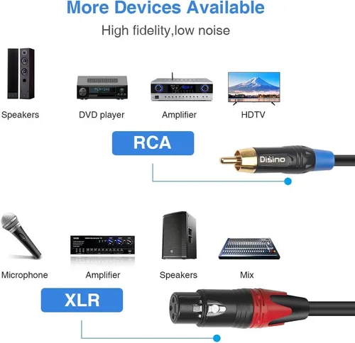 Miniatura 4 de Cable de parche divisor Y XLR hembra a RCA dual, cable de interconexión estéreo de audio XLR hembra a 2 conectores RCA/Phono no balanceado - 3.3