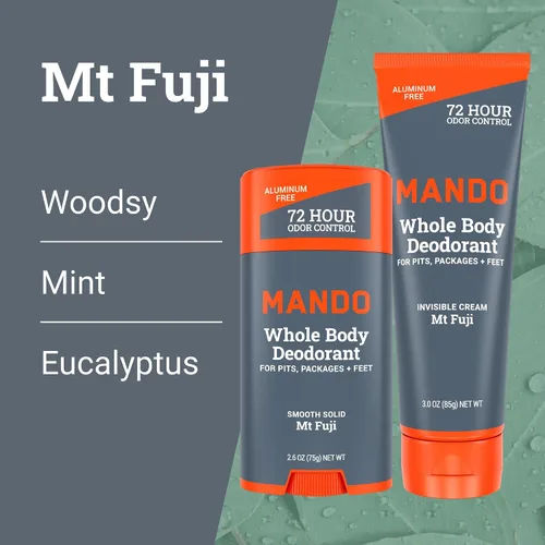 Miniatura 4 de Mando Desodorante para todo el cuerpo, tubo de crema invisible y barra sólida, control de olores de 72 horas, sin aluminio, sin bicarbonato