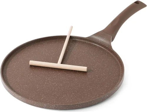 SENSARTE Sartén Antiadherente para Crepes, Sartén Dosa con Revestimiento de Granito Suizo Sartén Plana para Panqueques Tawa Parrilla de 10 Pulgadas