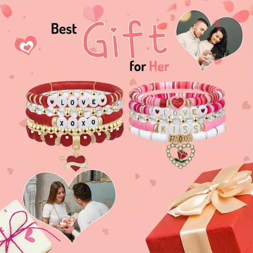 Miniatura 3 de 3600 cuentas de arcilla rosa para hacer pulseras de la amistad, 10 hebras planas redondas de arcilla polimérica cuentas Heishi espaciadoras de 0.236