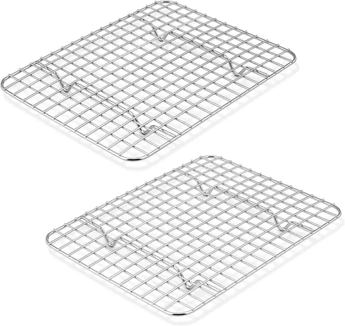 Miniatura 10 de P&P CHEF Juego de 2 estantes de cocina de enfriamiento de 8.75 pulgadas, rejilla de acero inoxidable para asar, secar a la parrilla, apto para horno