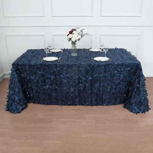 Miniatura 25 de TABLECLOTHSFACTORY - Mantel cuadrado de tela de tafetán de pétalos de hojas 3D de 54 pulgadas, color negro