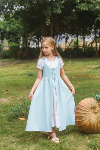 Miniatura 31 de Scarlet Darkness Vestido renacentista para niñas, disfraz de princesa medieval de dos piezas, 7-14 años