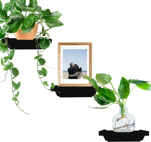 Miniatura 11 de Estante de pared pequeño 6 x 4 pulgadas Mini estantes decorativos Estante esquinero pequeño montado en la pared para baño, sala de estar