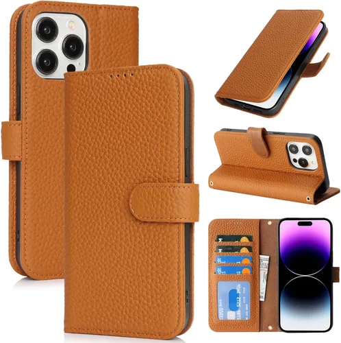 Miniatura 68 de Zouzt Funda para iPhone 11 de 6.1 pulgadas de piel auténtica con 4 ranuras para tarjetas, tarjetero con bloqueo RFID, tapa magnética, función atril