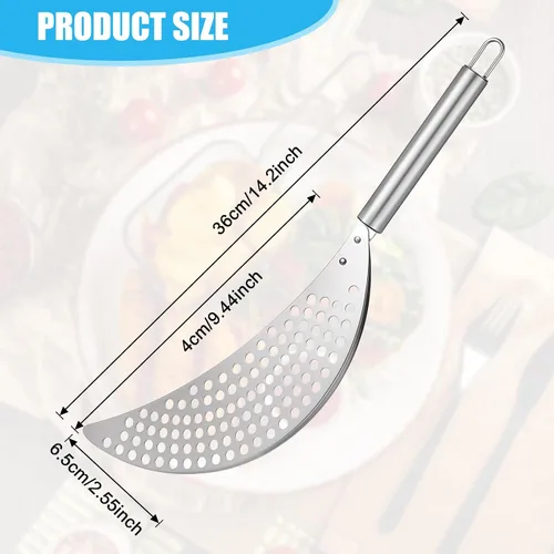 Miniatura 2 de TIESOME Colador de olla de acero inoxidable, colador de pasta con asa, escurridor duradero de plata para fideos para freír espagueti, frutas