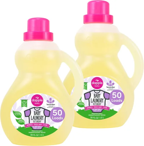 Miniatura 12 de Dapple Detergente para ropa de bebé, impulsado por plantas, concentrado, hipoalergénico, sin fragancia, paquete ecológico, quitamanchas, 34 fl oz