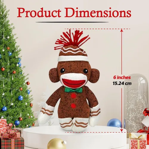 Miniatura 4 de Plushland Adorable calcetín de pan de jengibre de 6 pulgadas, perfecto para niños, adorno de Navidad de marionetas de color claro y vivo