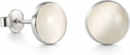 Miniatura 10 de Aretes de plata de ley 925 maciza hechos a mano con piedras preciosas redondas para mujeres y hombres, disponibles en piedras azules, negras