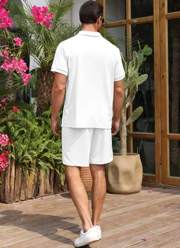 Miniatura 3 de Lexiart Conjunto casual de 2 piezas para hombre, conjunto de chándal de verano para playa hawaiana
